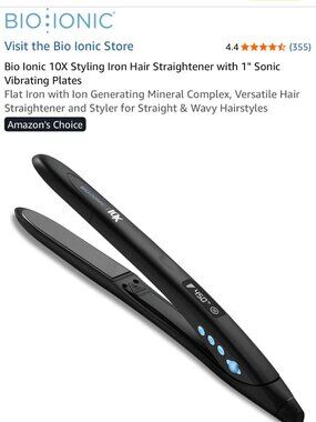 Bio Ionic 10X Styling Iron Hair Straig with 1" Sonic Vibrating Plates
